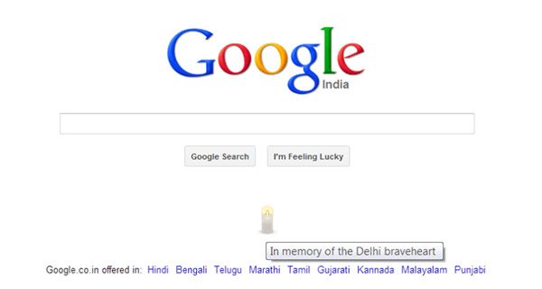 Google India Pays Tribute "In memory of the Delhi brave heart"