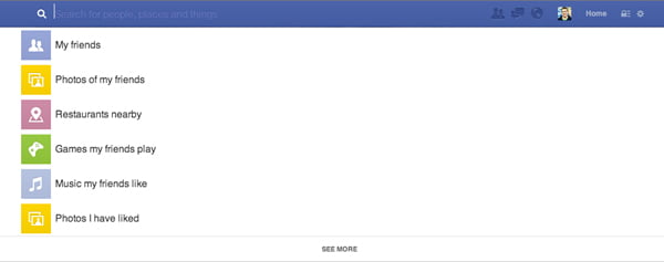 Facebook Graph search options