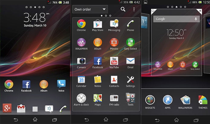 Sony Xperia Z unified UI