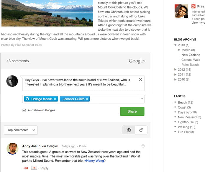 Google+ Comments gets unveiled, Live on Blogger Blogs