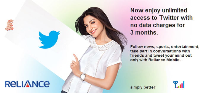 Reliance offers Free Unlimited access to Twitter for 3 months