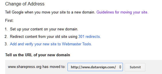 Google webmaster domain change