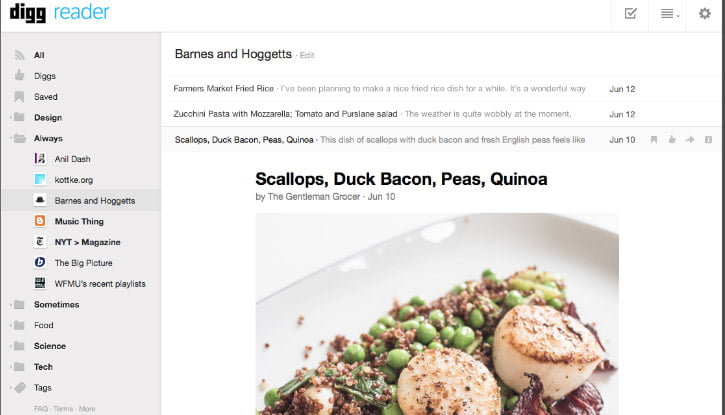 Digg Reader Alternative for Google Reader