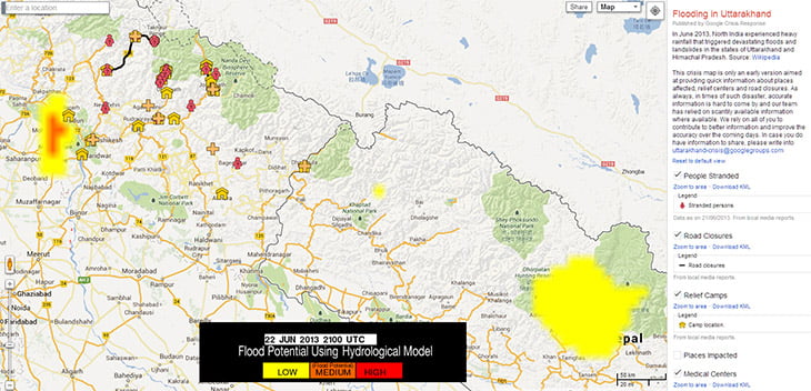 Google opens Crisis Map to help Relief efforts in Uttarakhand Flood