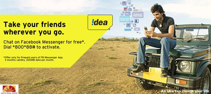 Idea Cellular offering prepaid subscribers with 3 months free access to Facebook Messenger