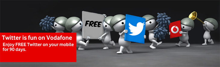 Vodafone India offers Free Twitter access to all Prepaid and Postpaid Customers