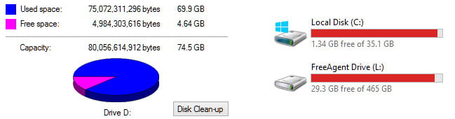 Low Disk Space warning on Windows drive [SOLVED]