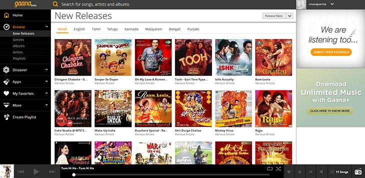 Gaana Version 3.0 HTML5 responsive Design