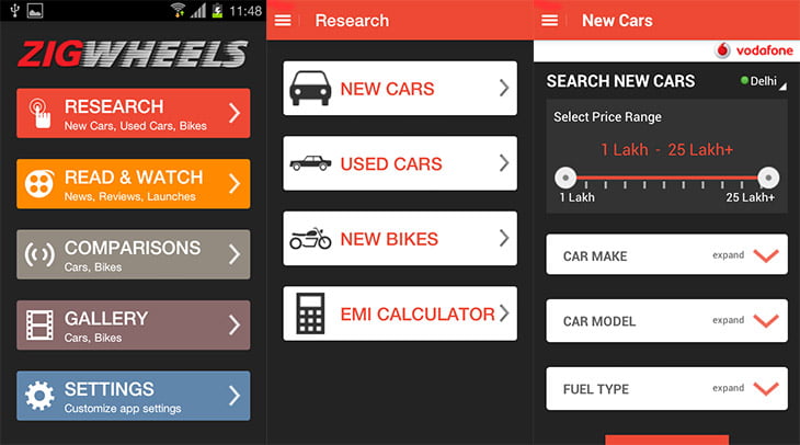 ZigWheels launches Mobile App - Research, Read and Compare Cars and Bikes