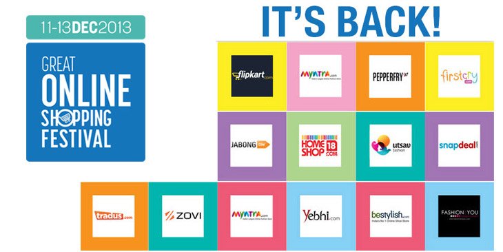 Get Ready for Great Online Shopping Festival 2013 by Google India on 11th, 12th & 13th December 2013