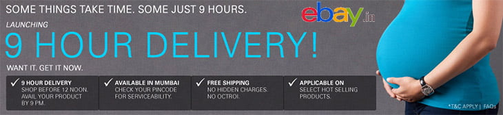 Ebay India - 9 hours delivery