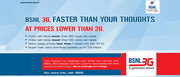 BSNL set to reduce Postpaid 3G Data usage charges to maximum 1paisa/100KB