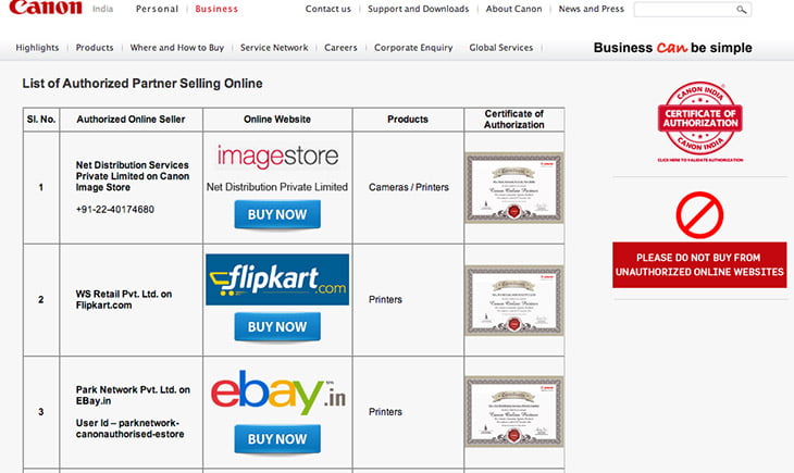 Canon India Warns People against Unauthorised Online Websites - Increased Warranty on Offline Purchase