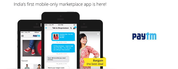 Paytm brings in Mobile Shopping app with Natural Bargaining