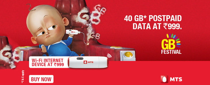 MTS India GB Festival - Gives 40 GB Data for Rs 999 & other Offers