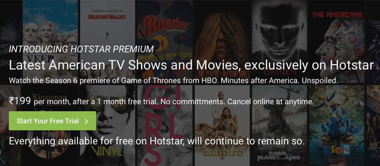 Hotstar Premium brings the Game of Thrones in India & other exclusive Shows