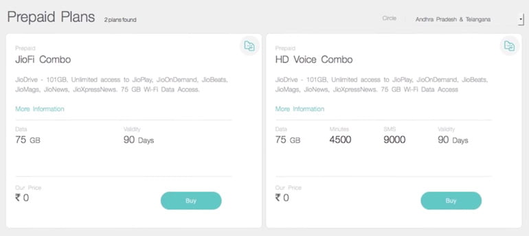 Reliance Jio 4G HD combo plans -Prepaid & Postpaid