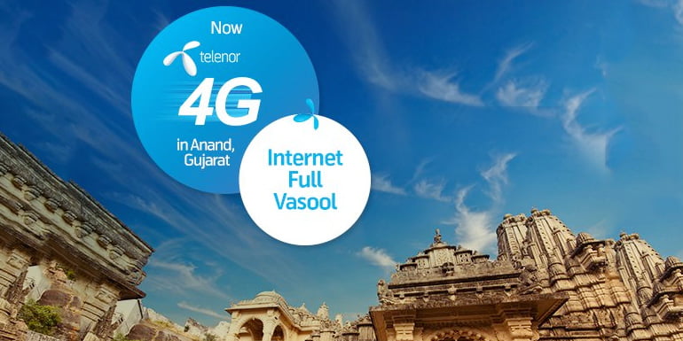 Telenor 4G now in Anand, Gujarat – 1GB 4G data pack at Rs 159