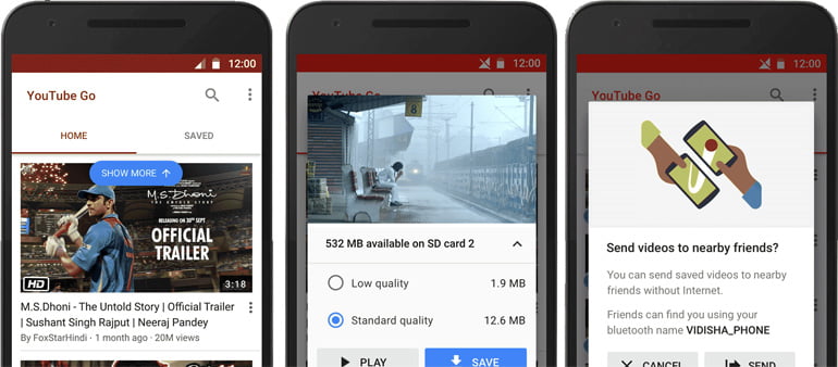 YouTube Go app for India - takes video offline and share