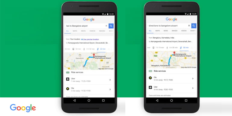 Now book Uber or Ola Cabs directly through Google Search