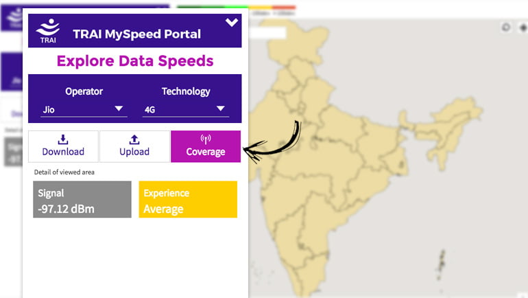 Reliance Jio 4G coverage using TRAI