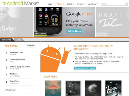 Google Music Goes Live on USA - Android Music Store