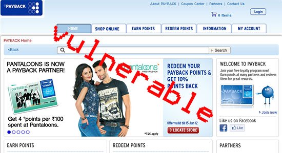 PAYBACK Website Database Vulnerability