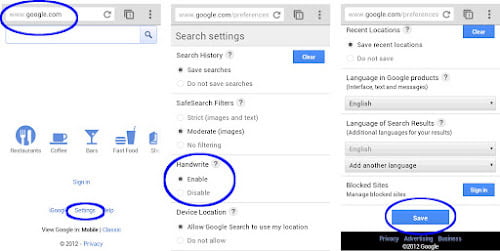 Google Handwrite Feature enabling