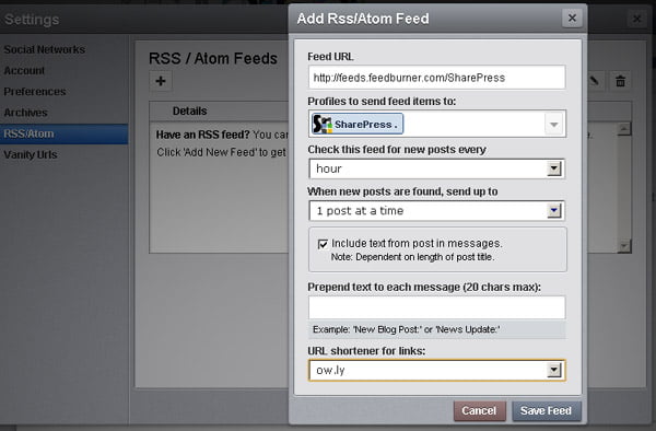 HootSuite Adding RSS Feeds for Auto Publishing