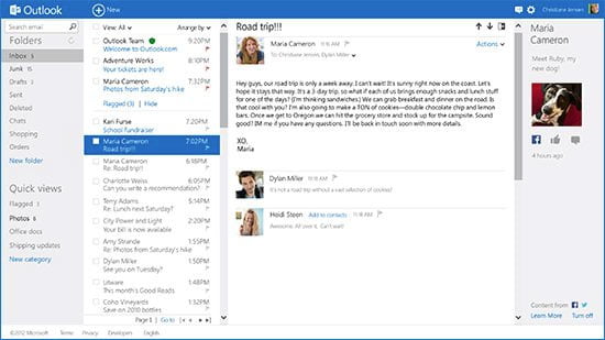 Outlook.com Preview Inbox