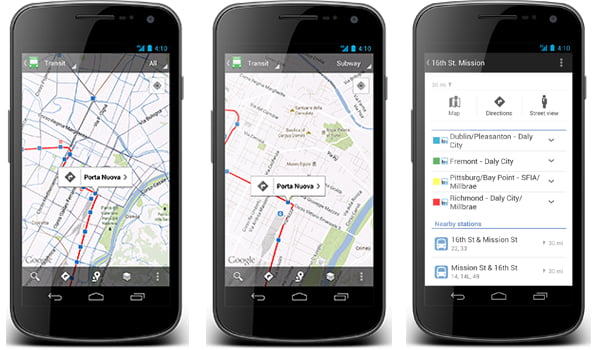 Google Maps for Android Updated - provides Public Transit Schedules of Indian Cities