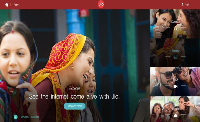 Reliance Jio official website goes Live - 4G Network trail opened for Public