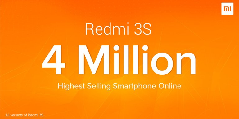 Xiaomi India sold 4 million Redmi 3s in nine months