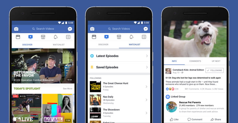 Facebook Introduces Watch - A Video Platform For Shows