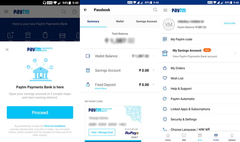 Paytm Payments Bank now live on Mobile App, Open your Savings Account