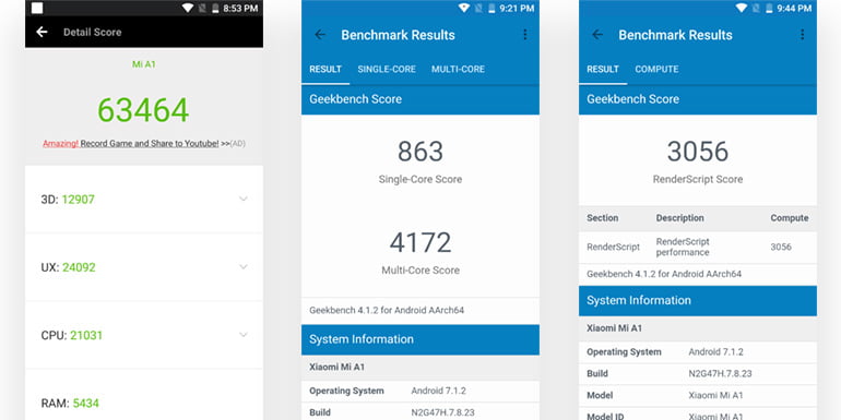 Mi A1 Review - Benchmark scores