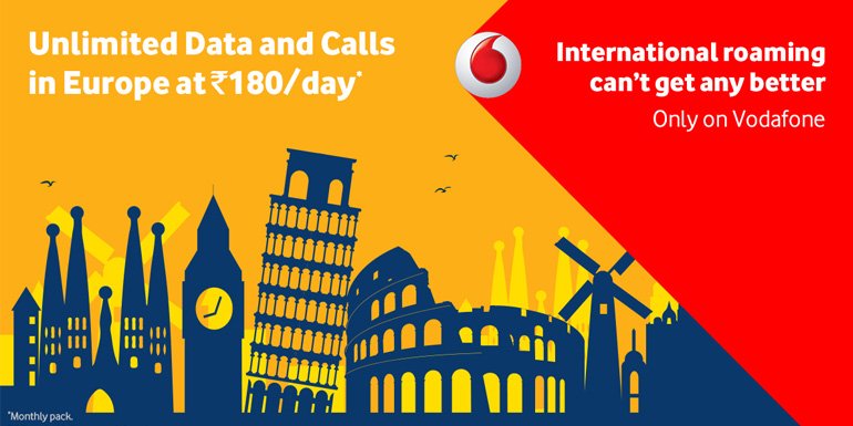 Vodafone India now offers Truly Unlimited International roaming packs across UK and Europe