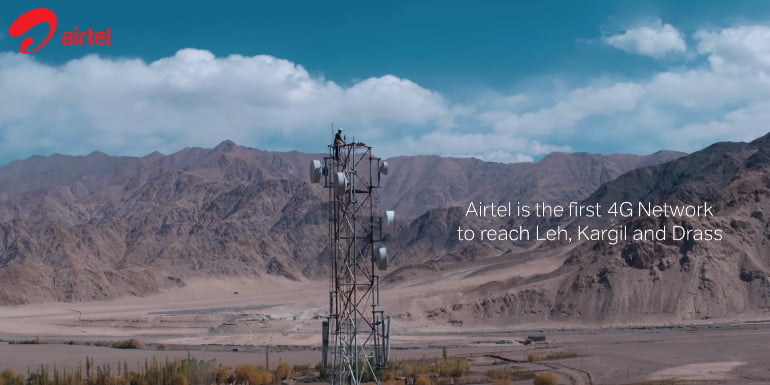 Airtel opens its 4G network in Ladakh region - Kargil, Leh and Drass