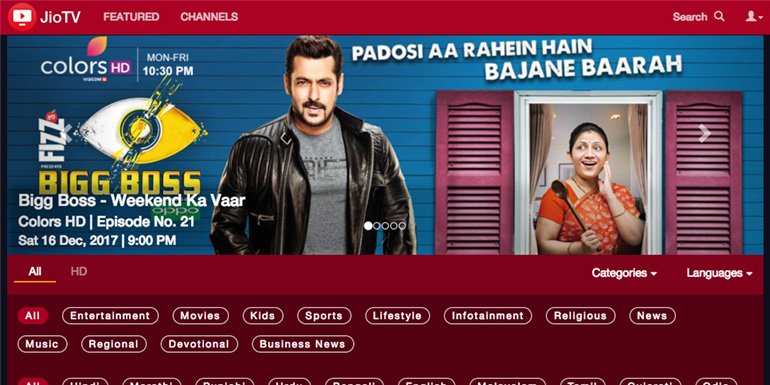 Reliance JioTV Web Version goes live, 550+ Live TV Channels