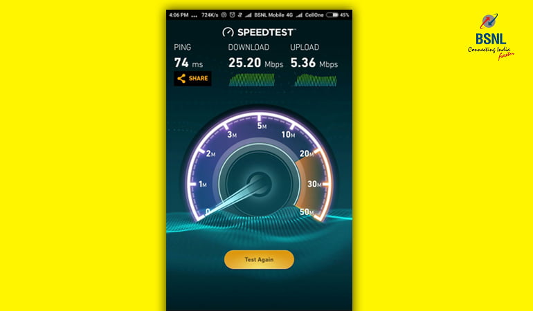 bsnl internet speed test