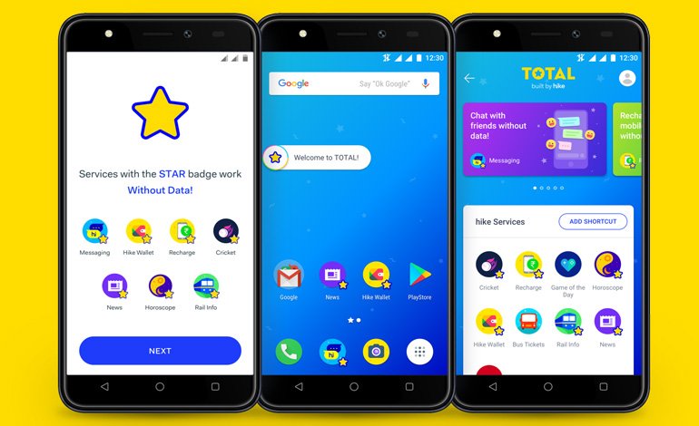 Total, Built By Hike apps usage without data connectivity