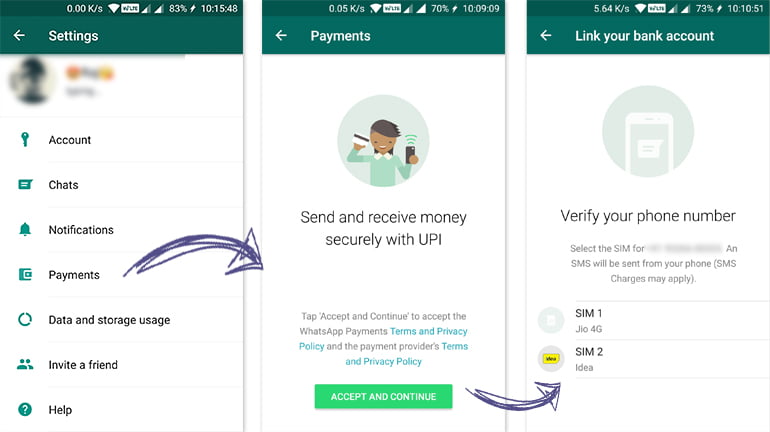 WhatsApp Payments initial UPI VPA setup