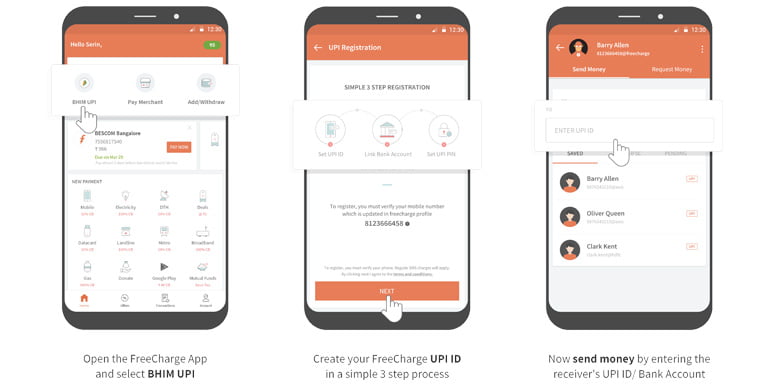 FreeCharge BHIM UPI on Android application