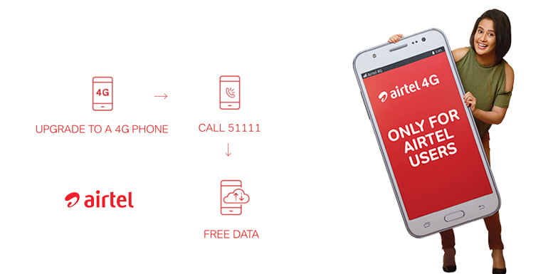 Upgrade to a 4G phone and Airtel will offer Free 30GB Data