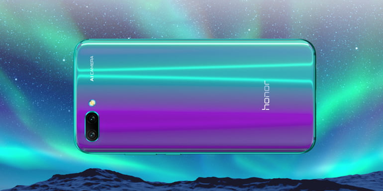 Honor 10 glass black and reflective surface