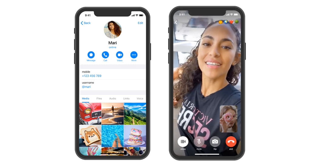 Telegram one-to-one secure Video Calls