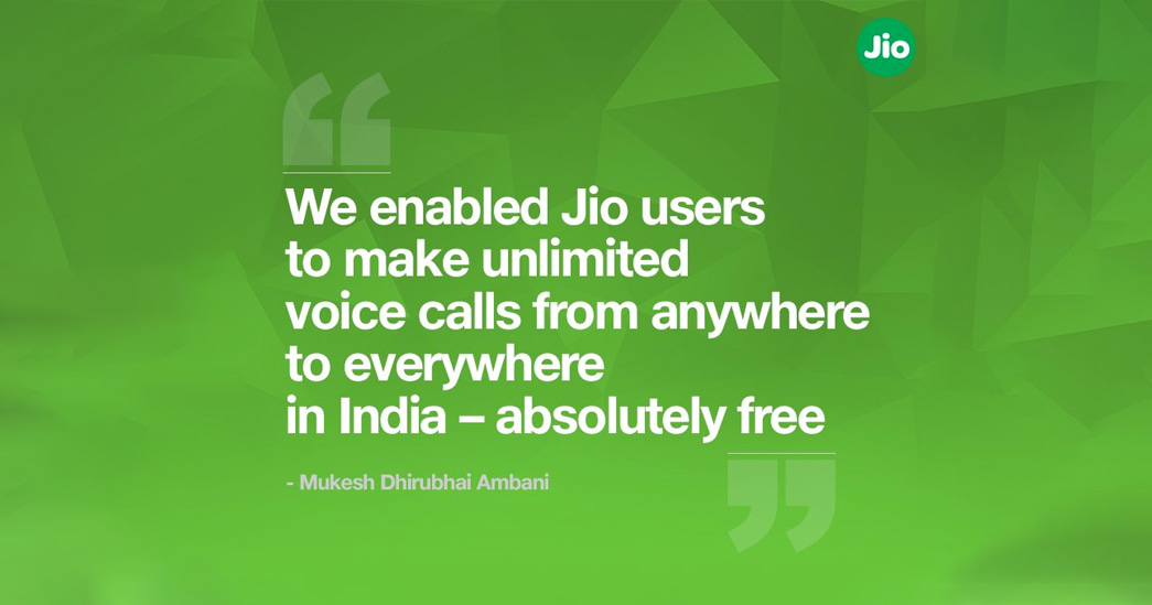 Jio free unlimited voice calls to any networks